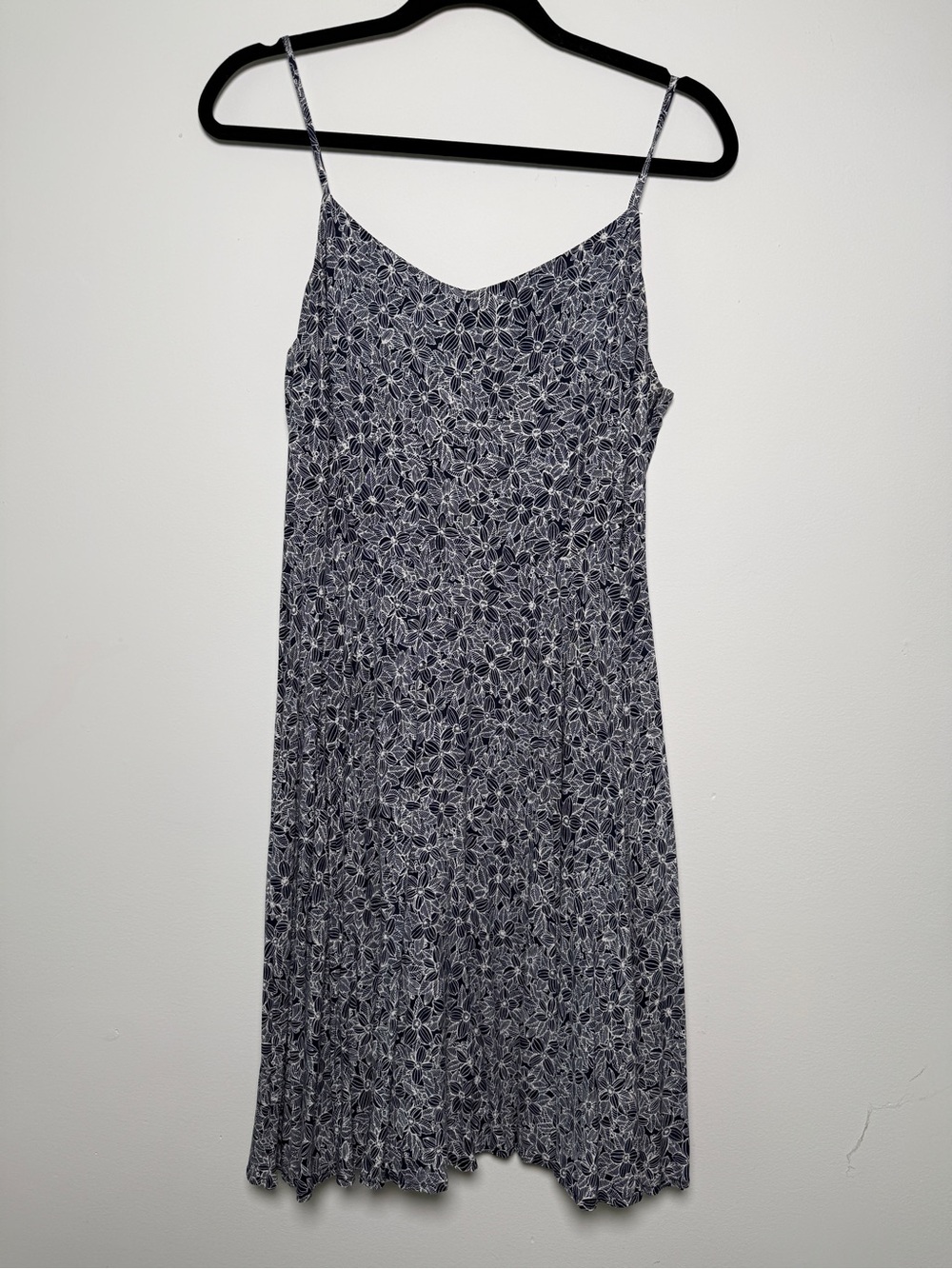 Navy Floral Fit and Flare Slip Dress - Size L